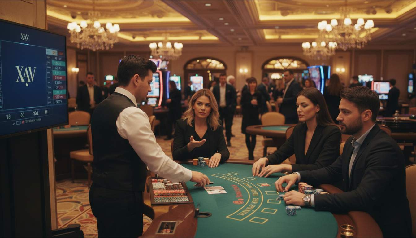 Mesa de blackjack en un casino en vivo